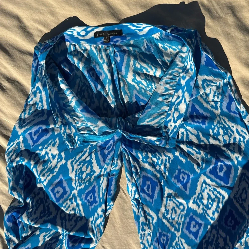 DORA LANDA Silk Ikat Print Wide Leg Trousers - Picture 7 of 16